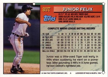 1994 Topps Traded Junior Felix  89T Detroit Tigers
