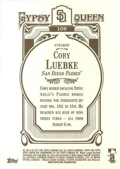 2012 Topps Gypsy Queen Cory Luebke  # 109 San Diego Padres