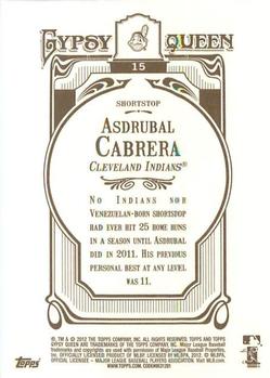 2012 Topps Gypsy Queen Asdrubal Cabrera  # 15 Cleveland Indians