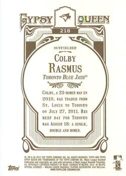 2012 Topps Gypsy Queen Colby Rasmus  # 218 Toronto Blue Jays