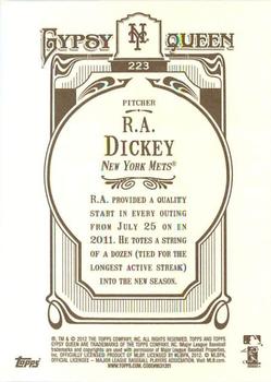 2012 Topps Gypsy Queen R.A. Dickey  # 223 New York Mets