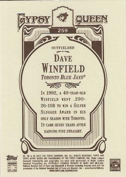 2012 Topps Gypsy Queen Dave Winfield  # 259 Toronto Blue Jays