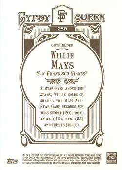 2012 Topps Gypsy Queen Willie Mays  # 280 San Francisco Giants