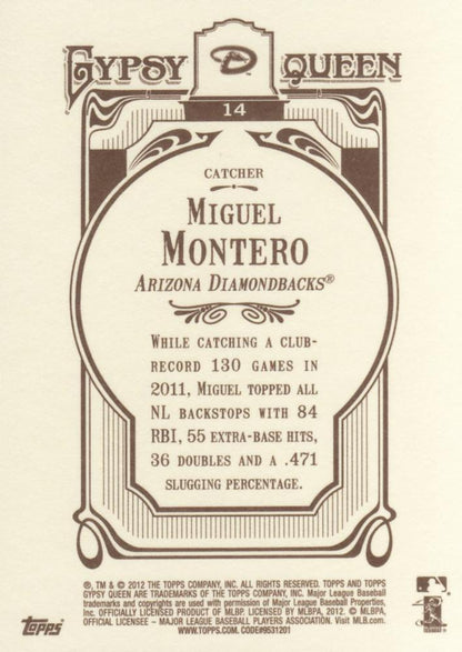 2012 Topps Gypsy Queen Miguel Montero  # 14 Arizona Diamondbacks