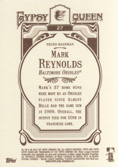 2012 Topps Gypsy Queen Mark Reynolds  # 27 Baltimore Orioles