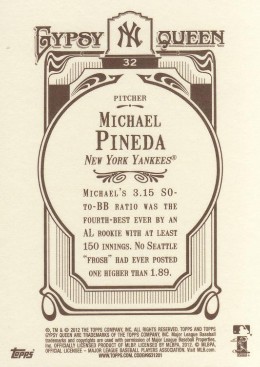 2012 Topps Gypsy Queen Michael Pineda  # 32 New York Yankees