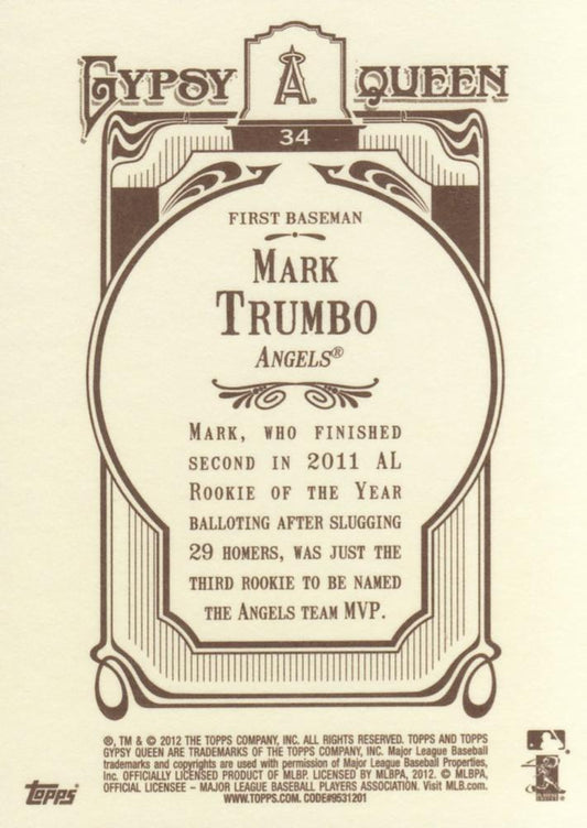 2012 Topps Gypsy Queen Mark Trumbo  # 34 Los Angeles Angels