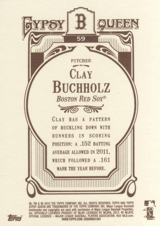 2012 Topps Gypsy Queen Clay Buchholz  # 59 Boston Red Sox
