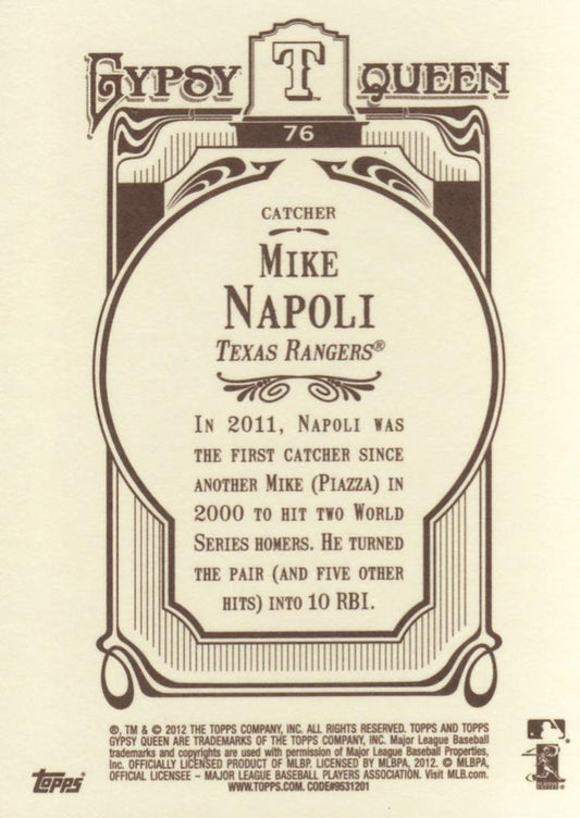 2012 Topps Gypsy Queen Mike Napoli  # 76a Texas Rangers