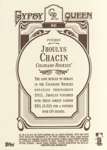 2012 Topps Gypsy Queen Jhoulys Chacin  # 86 Colorado Rockies