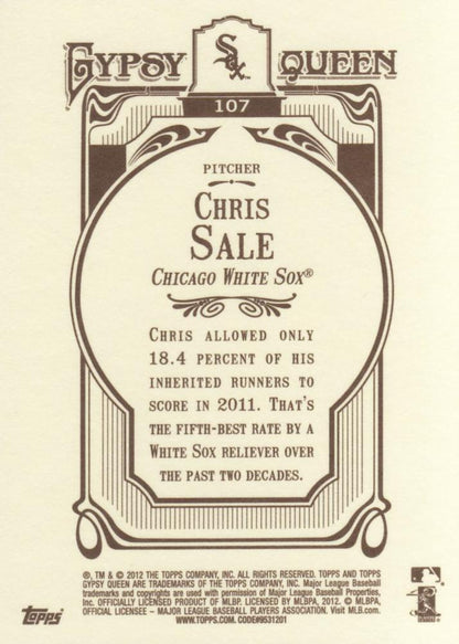 2012 Topps Gypsy Queen Chris Sale  # 107 Chicago White Sox