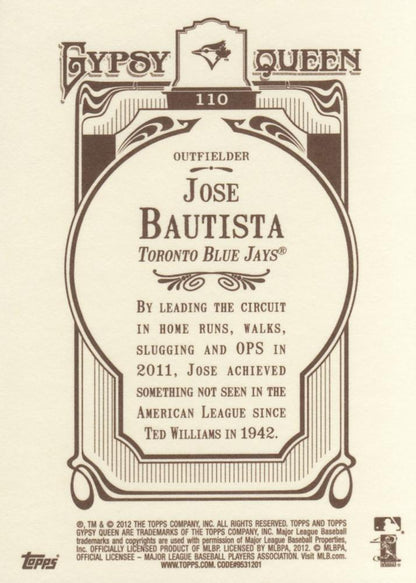 2012 Topps Gypsy Queen Jose Bautista  # 110a Toronto Blue Jays