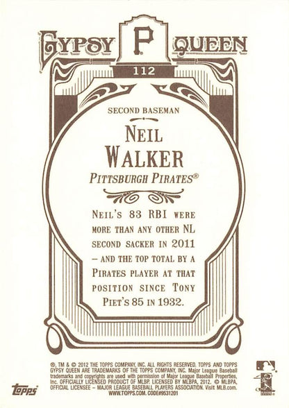 2012 Topps Gypsy Queen Neil Walker  # 112 Pittsburgh Pirates
