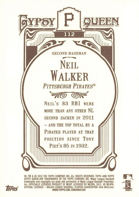 2012 Topps Gypsy Queen Neil Walker  # 112 Pittsburgh Pirates