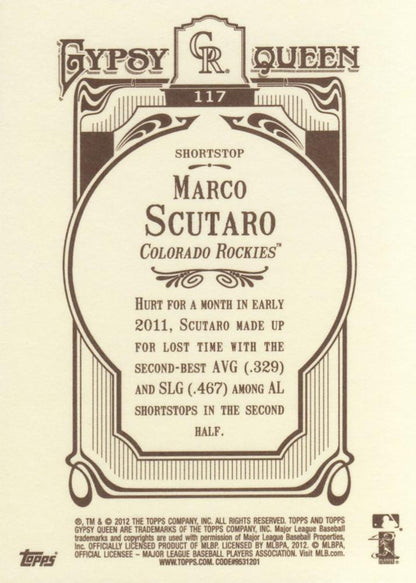 2012 Topps Gypsy Queen Marco Scutaro  # 117 Colorado Rockies