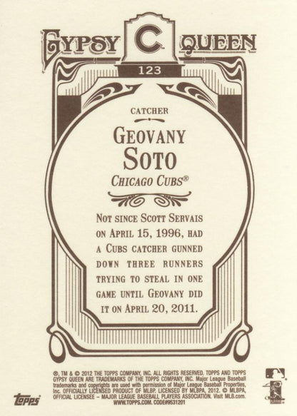 2012 Topps Gypsy Queen Geovany Soto  # 123 Chicago Cubs
