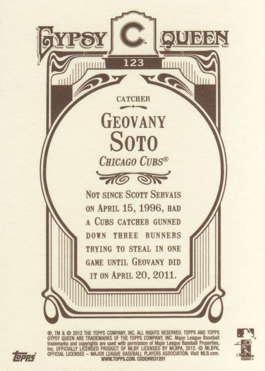 2012 Topps Gypsy Queen Geovany Soto  # 123 Chicago Cubs