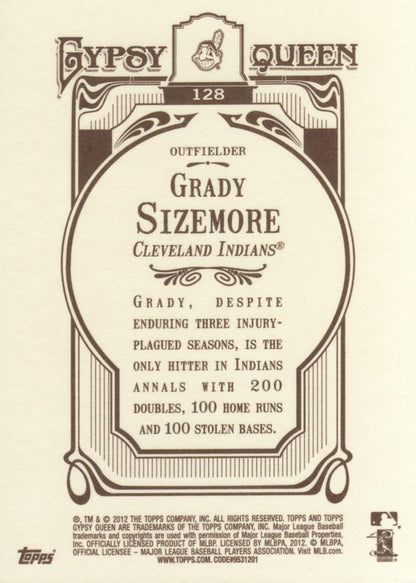 2012 Topps Gypsy Queen Grady Sizemore  # 128 Cleveland Indians