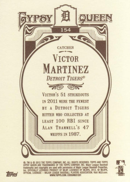 2012 Topps Gypsy Queen Victor Martinez  # 154 Detroit Tigers
