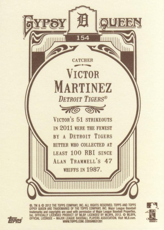 2012 Topps Gypsy Queen Victor Martinez  # 154 Detroit Tigers