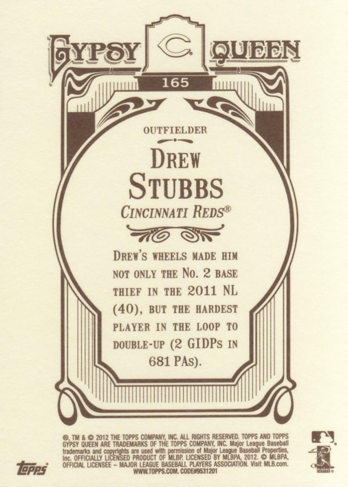 2012 Topps Gypsy Queen Drew Stubbs  # 165 Cincinnati Reds