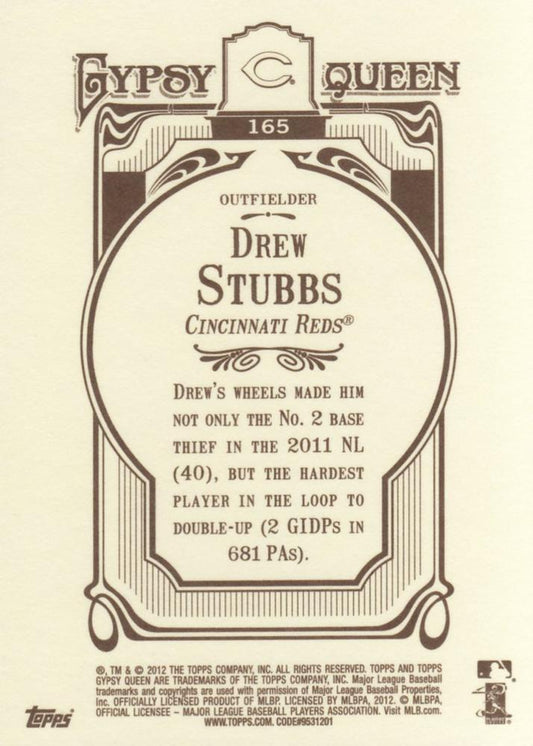 2012 Topps Gypsy Queen Drew Stubbs  # 165 Cincinnati Reds