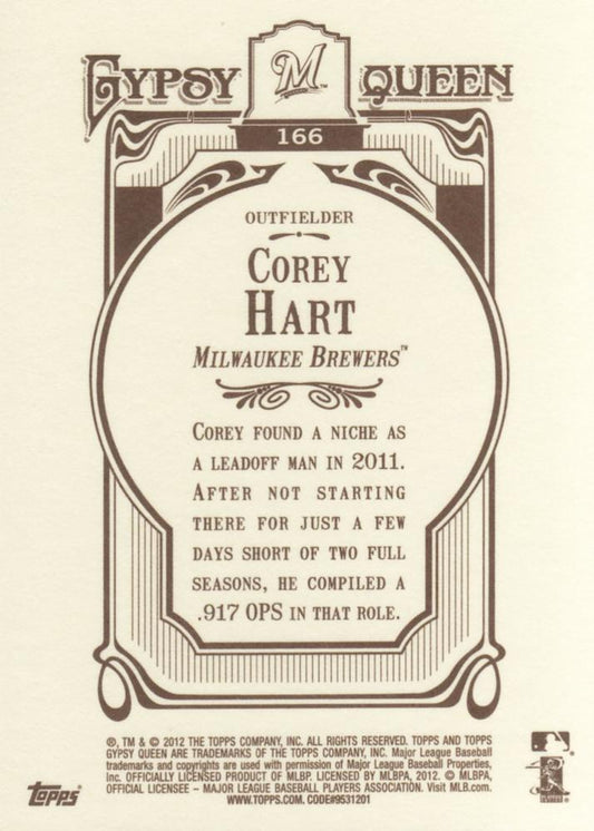 2012 Topps Gypsy Queen Corey Hart  # 166 Milwaukee Brewers