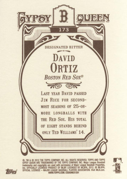 2012 Topps Gypsy Queen David Ortiz  # 173 Boston Red Sox