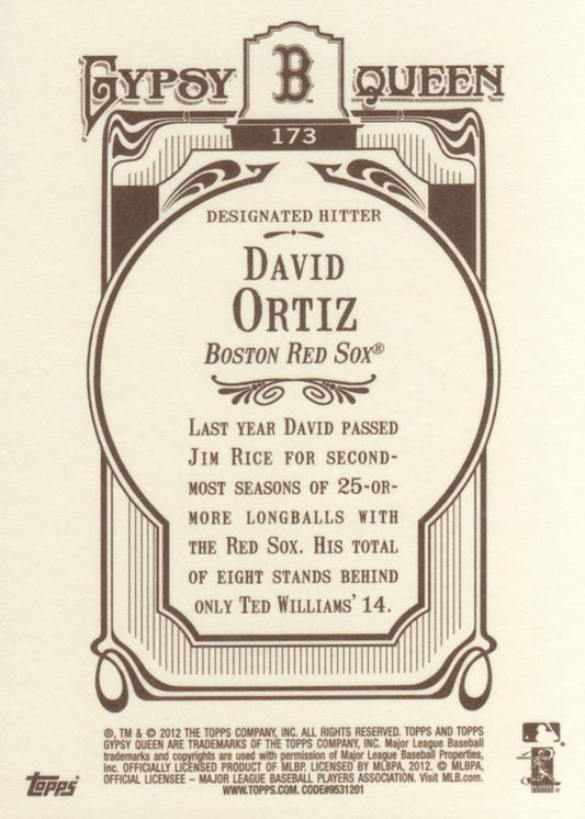 2012 Topps Gypsy Queen David Ortiz  # 173 Boston Red Sox