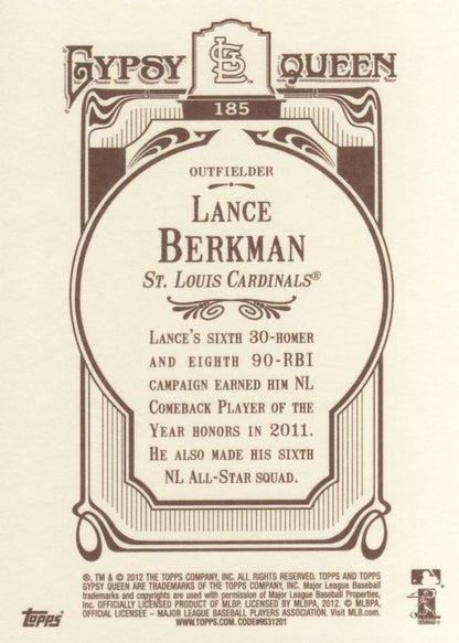 2012 Topps Gypsy Queen Lance Berkman  # 185 St. Louis Cardinals
