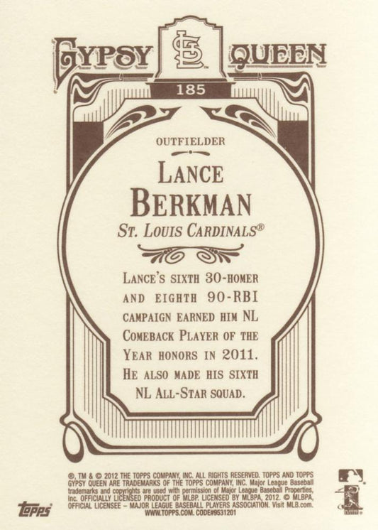 2012 Topps Gypsy Queen Lance Berkman  # 185 St. Louis Cardinals