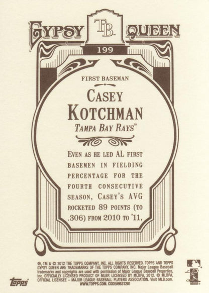 2012 Topps Gypsy Queen Casey Kotchman  # 199 Tampa Bay Rays