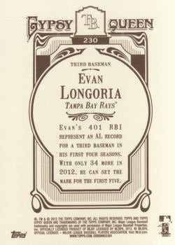 2012 Topps Gypsy Queen Evan Longoria  # 230a Tampa Bay Rays