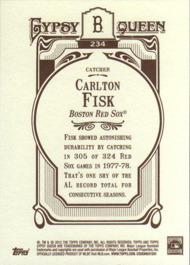 2012 Topps Gypsy Queen Carlton Fisk  # 234 Boston Red Sox