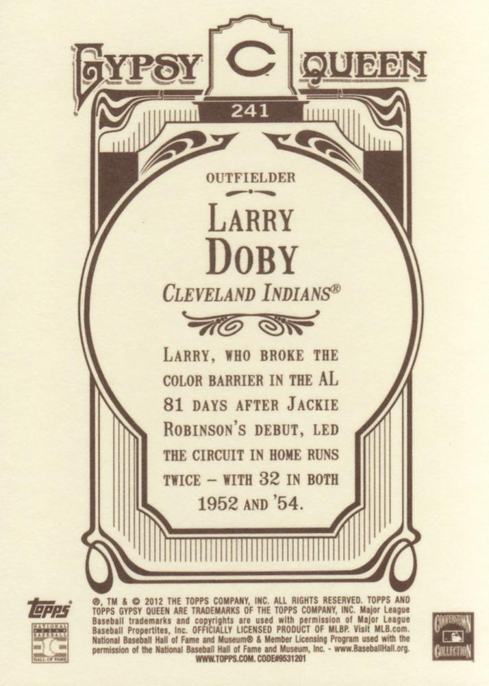 2012 Topps Gypsy Queen Larry Doby  # 241 Cleveland Indians
