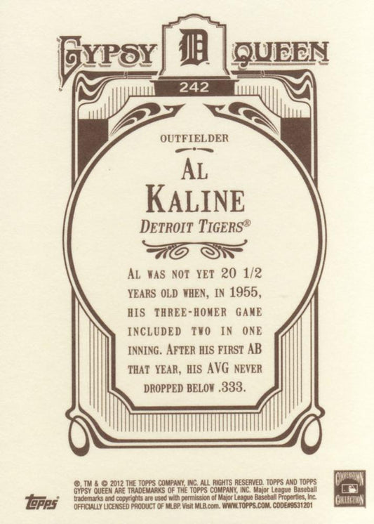 2012 Topps Gypsy Queen Al Kaline  # 242 Detroit Tigers