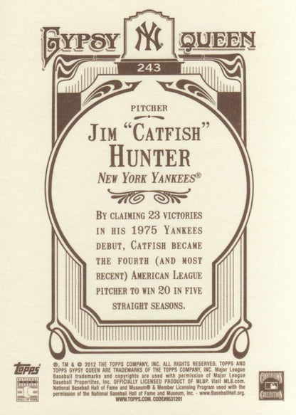 2012 Topps Gypsy Queen Catfish Hunter  # 243 New York Yankees