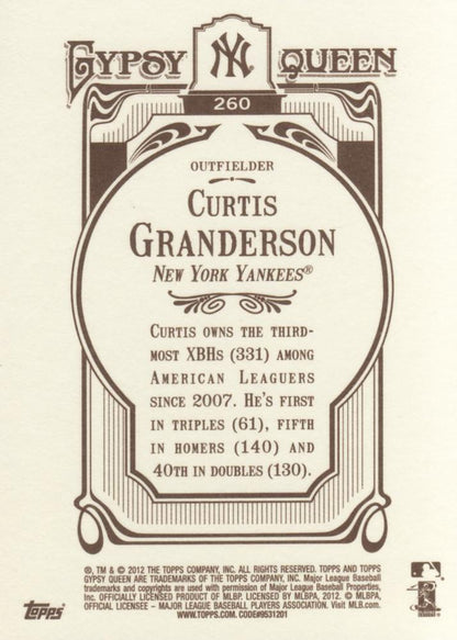 2012 Topps Gypsy Queen Curtis Granderson  # 260a New York Yankees