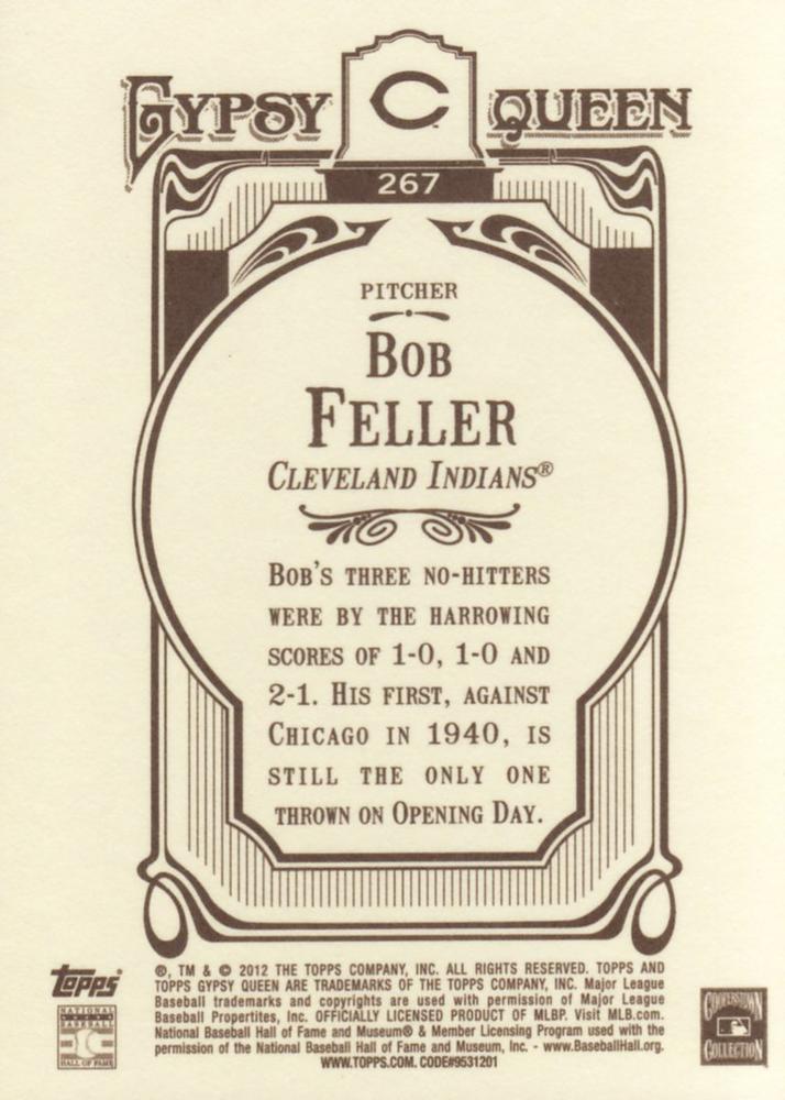 2012 Topps Gypsy Queen Bob Feller  # 267 Cleveland Indians
