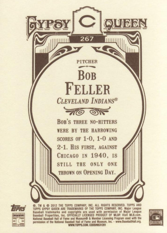 2012 Topps Gypsy Queen Bob Feller  # 267 Cleveland Indians
