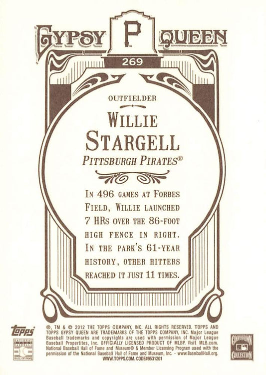 2012 Topps Gypsy Queen Willie Stargell  # 269 Pittsburgh Pirates