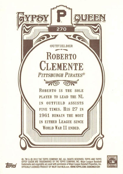 2012 Topps Gypsy Queen Roberto Clemente  # 270a Pittsburgh Pirates