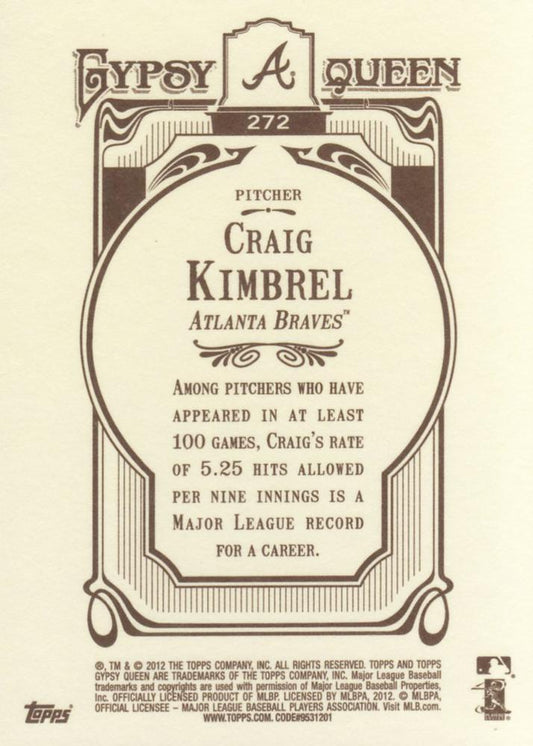 2012 Topps Gypsy Queen Craig Kimbrel  # 272 Atlanta Braves