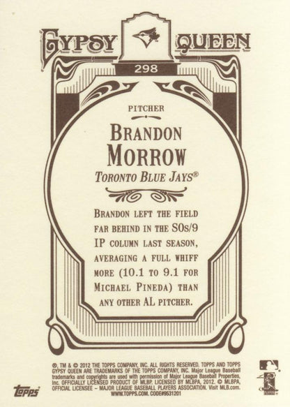 2012 Topps Gypsy Queen Brandon Morrow  # 298 Toronto Blue Jays