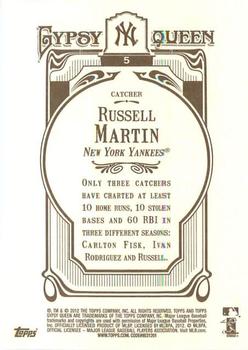 2012 Topps Gypsy Queen Russell Martin  # 5 New York Yankees