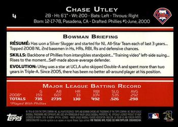 2009 Bowman Chrome Chase Utley #4 Philadelphia Phillies