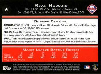 2009 Bowman Chrome Ryan Howard #14 Philadelphia Phillies