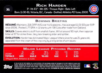 2009 Bowman Chrome Rich Harden #31 Chicago Cubs
