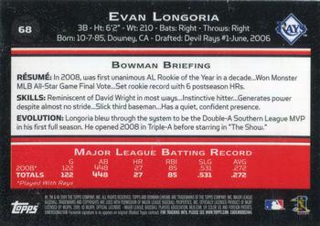 2009 Bowman Chrome Evan Longoria #68 Tampa Bay Rays