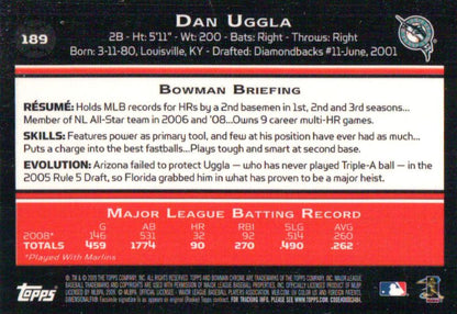 2009 Bowman Chrome Dan Uggla #189 Florida Marlins
